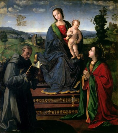 Madonna en Kind met St. Franciscus van Assisi en St. Maria Magdalena, 1503 door Ridolfo , Il Ghirlandaio